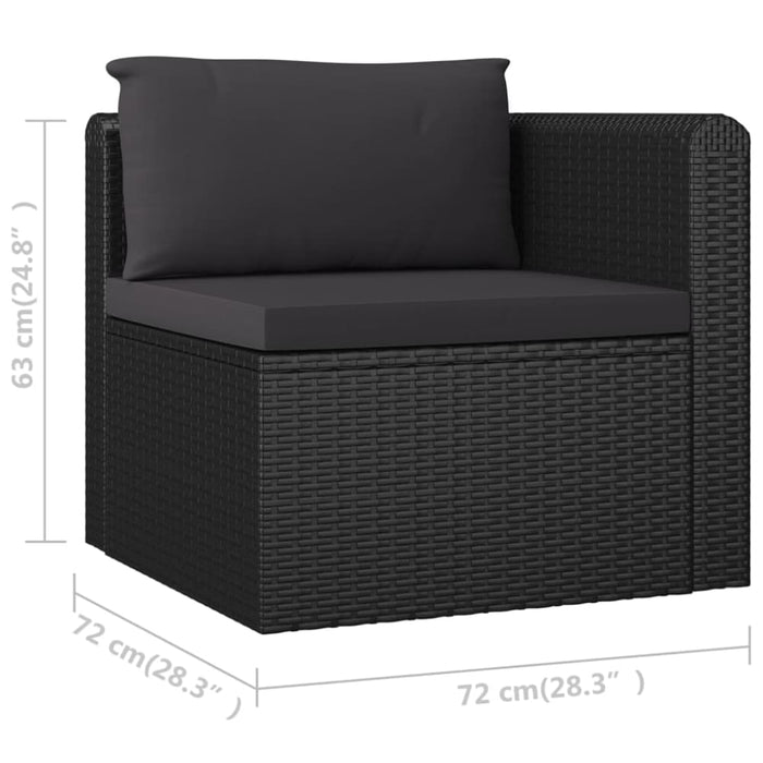 3 Piece Garden Sofa Set with Cushions Poly Rattan Black