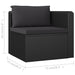 3 Piece Garden Sofa Set with Cushions Poly Rattan Black