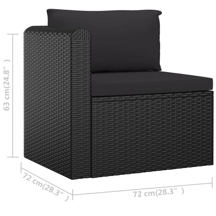 3 Piece Garden Sofa Set with Cushions Poly Rattan Black