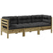 3 Piece Garden Sofa Set With Cushions Impregnated Wood Pine