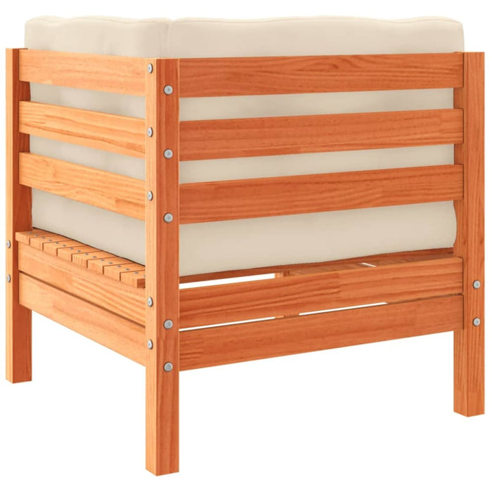 3 Piece Garden Sofa Set with Cushions Wax Brown Solid Wood