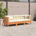 3 Piece Garden Sofa Set with Cushions Wax Brown Solid Wood