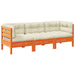 3 Piece Garden Sofa Set with Cushions Wax Brown Solid Wood