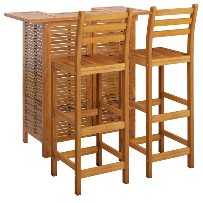 3 Piece Garden Bar Set Solid Wood Acacia Toopkkn