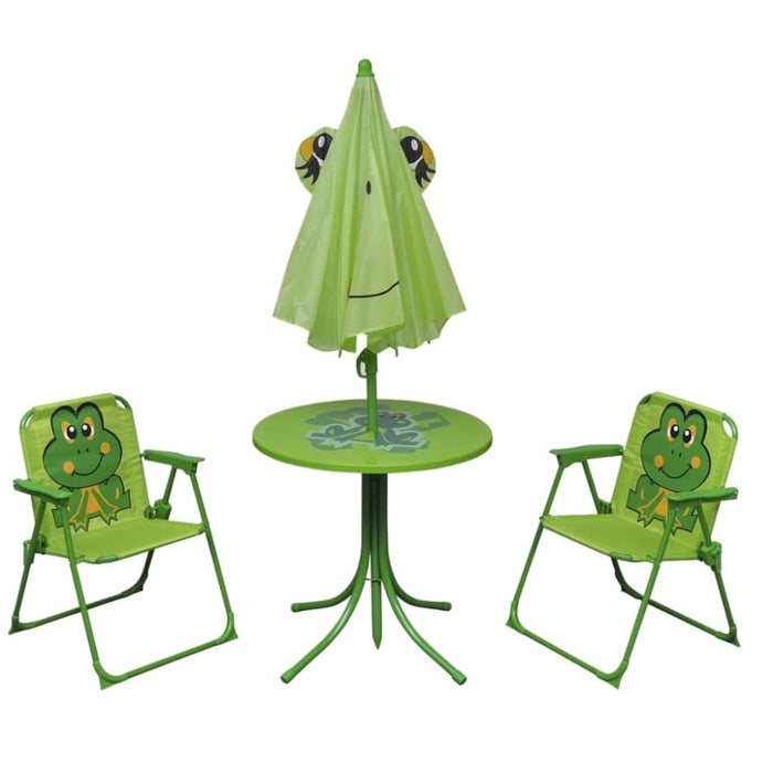 3 Piece Kids’ Garden Bistro Set with Parasol Green Aonat