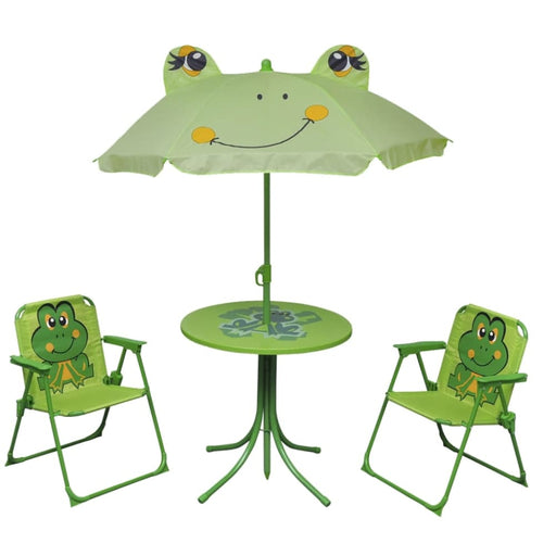 3 Piece Kids’ Garden Bistro Set with Parasol Green Aonat