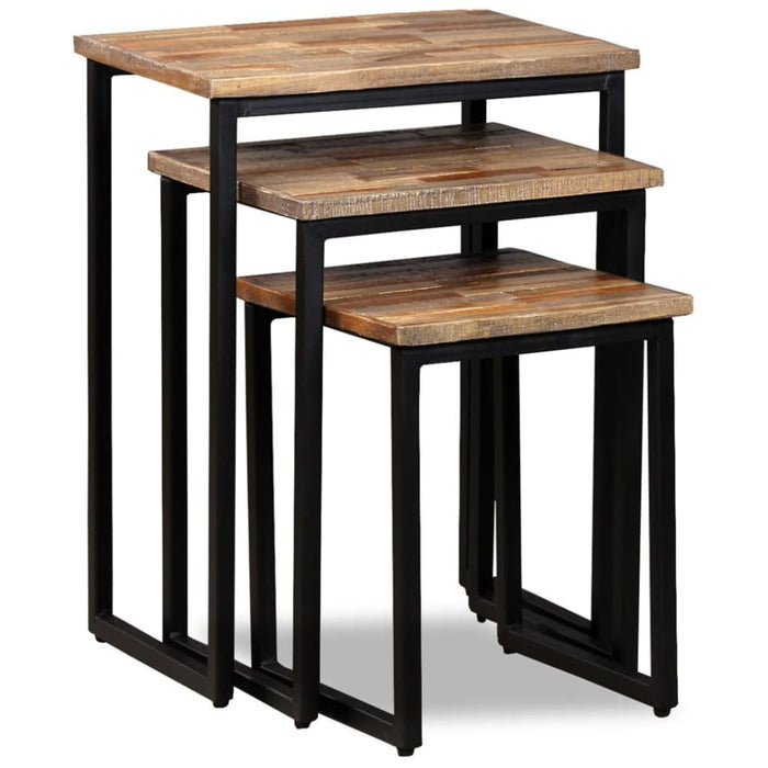 3 Piece Nesting Coffee Table Set Solid Reclaimed Teak Xapabi