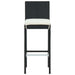 3 Piece Outdoor Bar Set with Cushions Poly Rattan Black