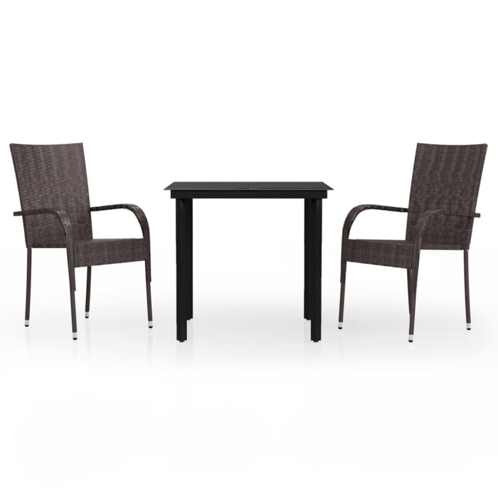 3 Piece Outdoor Dining Set Brown and Black Tbkktnt