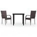 3 Piece Outdoor Dining Set Brown and Black Tbkktnt