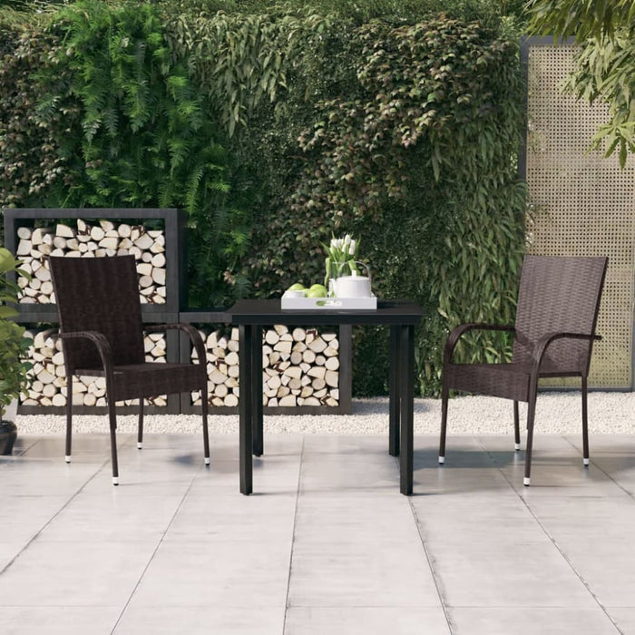 3 Piece Outdoor Dining Set Brown and Black Tbkktnt