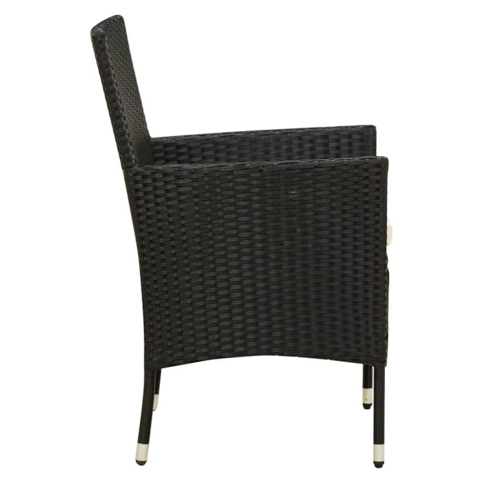 3 Piece Outdoor Dining Set with Cushions Poly Rattan Black
