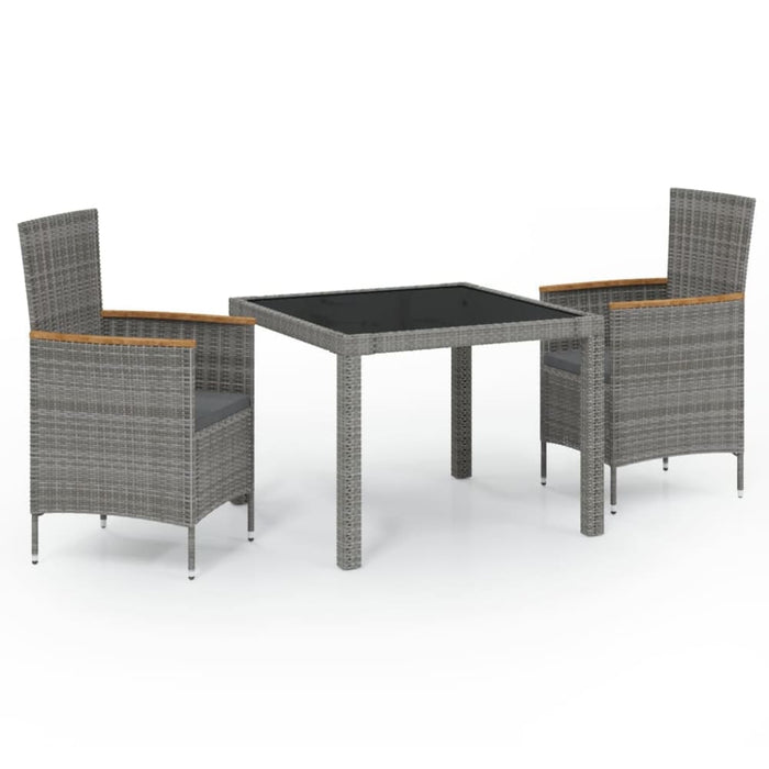 3 Piece Outdoor Dining Set with Cushions Poly Rattan Black