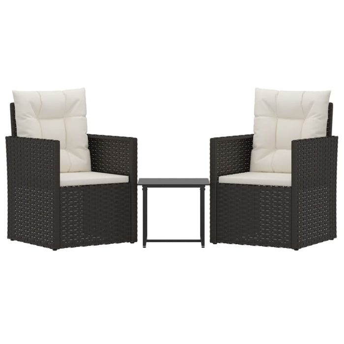 3 Piece Outdoor Lounge Set with Cushions Poly Rattan Black