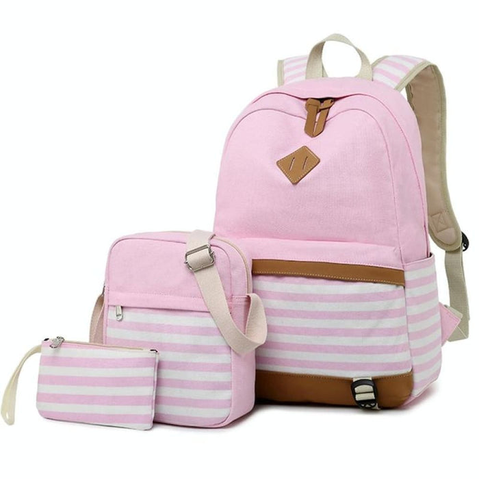 3 Piece Printed Canvas Backpack Set