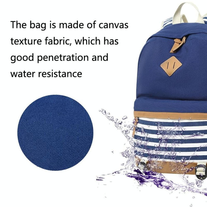 3 Piece Printed Canvas Backpack Set