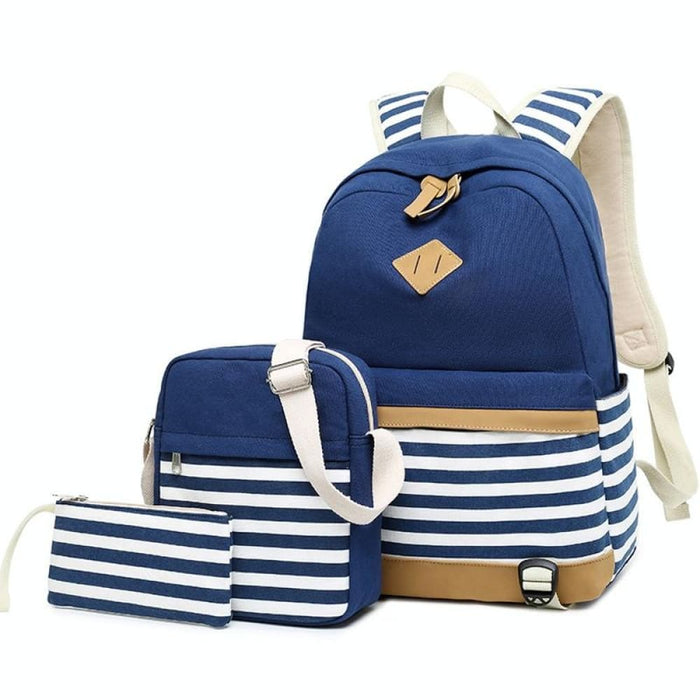 3 Piece Printed Canvas Backpack Set