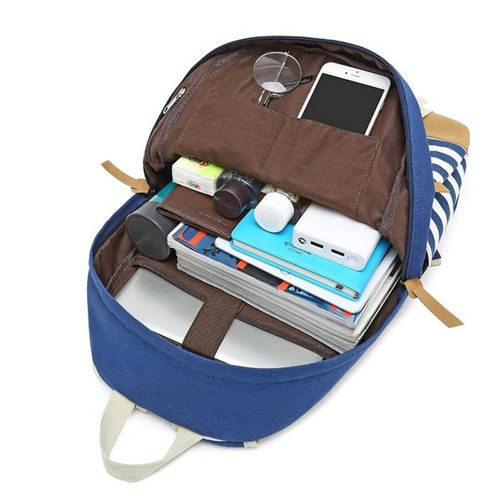 3 Piece Printed Canvas Backpack Set