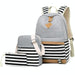 3 Piece Printed Canvas Backpack Set