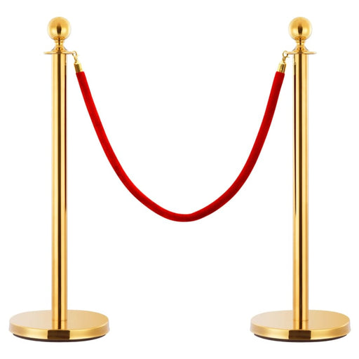 3 Piece Vip Queue Barrier Set Stainless Steel Gold Oapitb