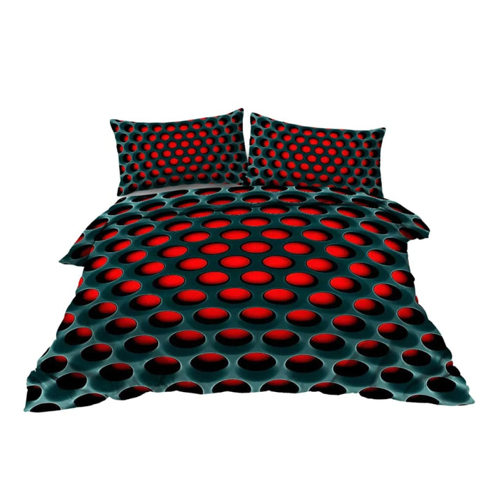 3 Piece Red Light Bedding Set Duvet Cover With 2 Pillow