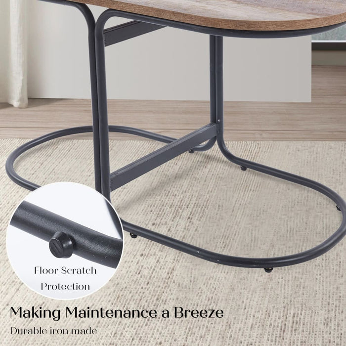 3 Piece Set Coffee Table & Ottoman Wood Side End Industrial