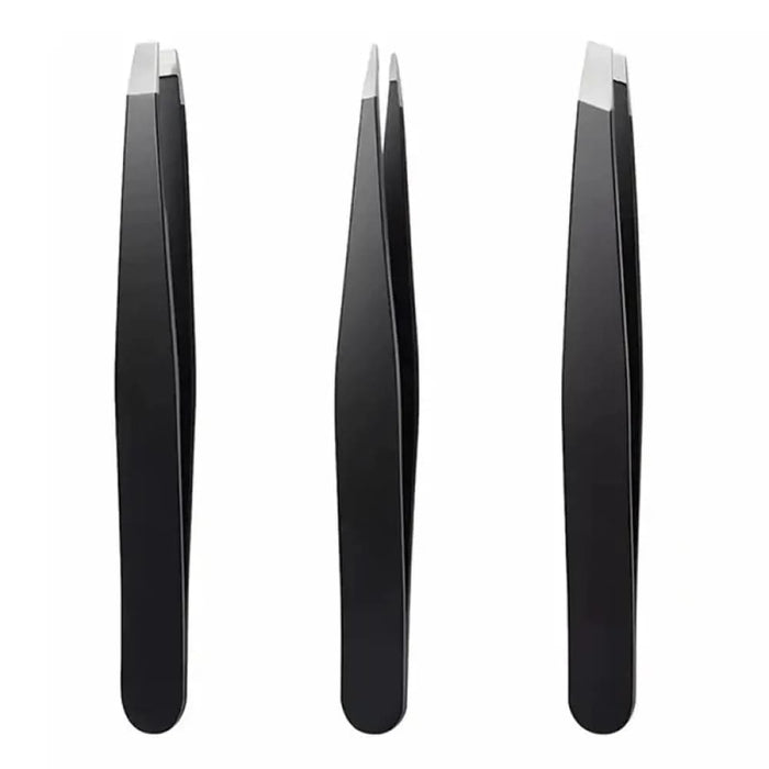 3 Piece Stainless Steel Eyebrow Tweezers Set Precision Tips