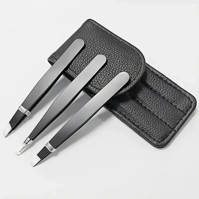 3 Piece Stainless Steel Eyebrow Tweezers Set Precision Tips