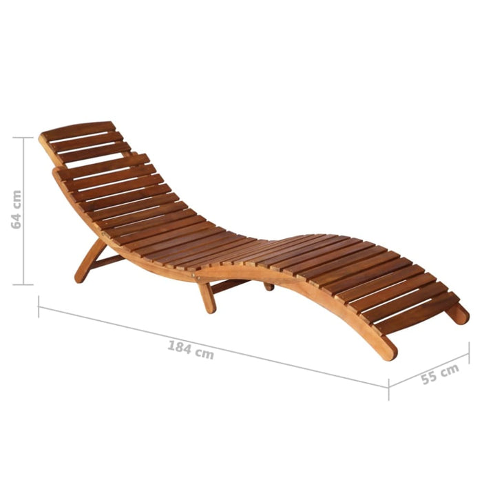 3 Piece Sunlounger with Tea Table Solid Acacia Wood Xikolb