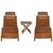 3 Piece Sunlounger with Tea Table Solid Acacia Wood Xikolb