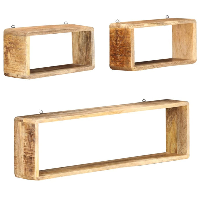 3 Piece Wall Cube Shelf Set Soild Mango Wood Xnpnaa