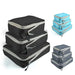3 Pieces Black Blue Grey Travel Storage Bags