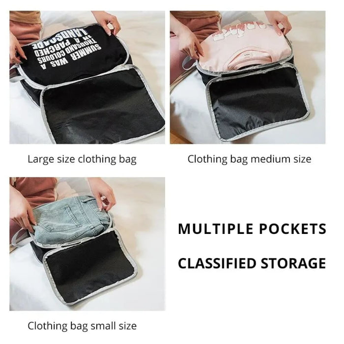 3 Pieces Black Blue Grey Travel Storage Bags