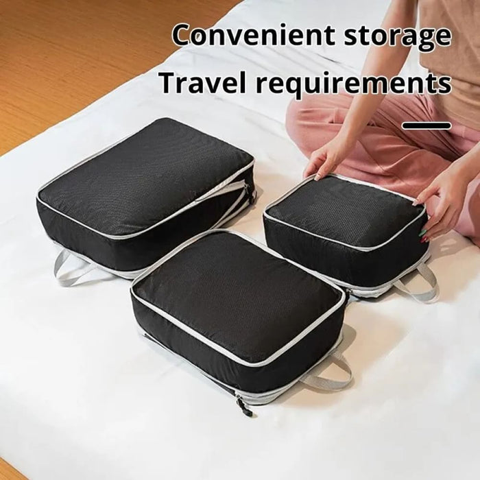 3 Pieces Black Blue Grey Travel Storage Bags