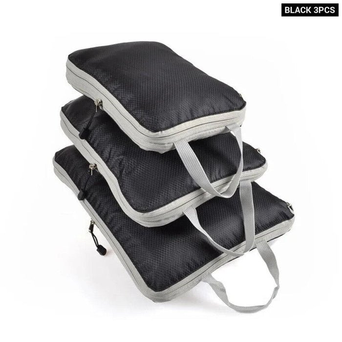 3 Pieces Black Blue Grey Travel Storage Bags