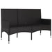 3-seater Garden Bench with Cushions Black Poly Rattan Tokaka