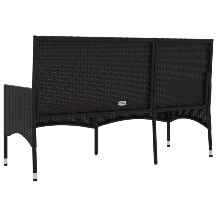 3-seater Garden Bench with Cushions Black Poly Rattan Tokakx