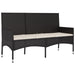 3-seater Garden Bench with Cushions Black Poly Rattan Tokakx