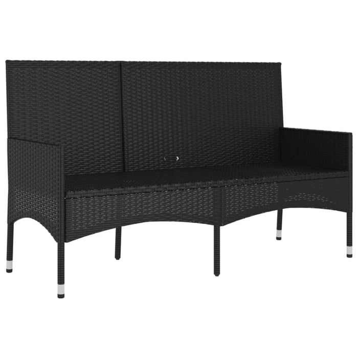 3-seater Garden Bench with Cushions Black Poly Rattan Tokakx