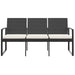 3-seater Garden Bench with Cushions Black Pp Rattan Tlbxox