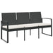 3-seater Garden Bench with Cushions Black Pp Rattan Tlbxox