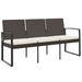 3-seater Garden Bench with Cushions Brown Pp Rattan Tlbxot