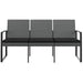 3-seater Garden Bench with Cushions Dark Grey Pp Rattan