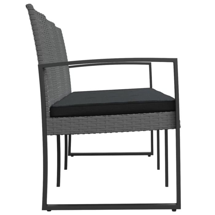 3-seater Garden Bench with Cushions Dark Grey Pp Rattan
