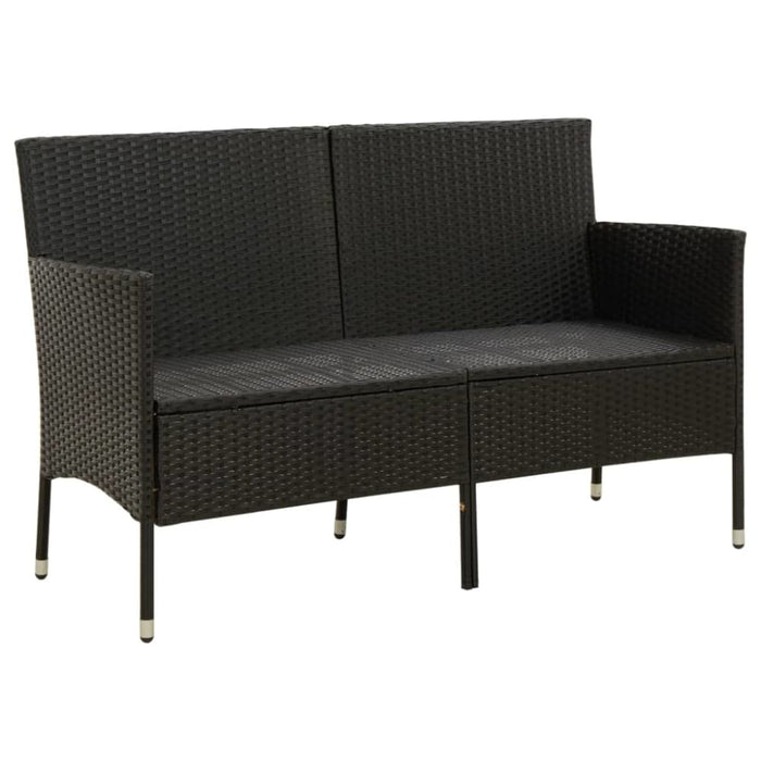 3-seater Garden Sofa with Cushion Black Poly Rattan Tonaka