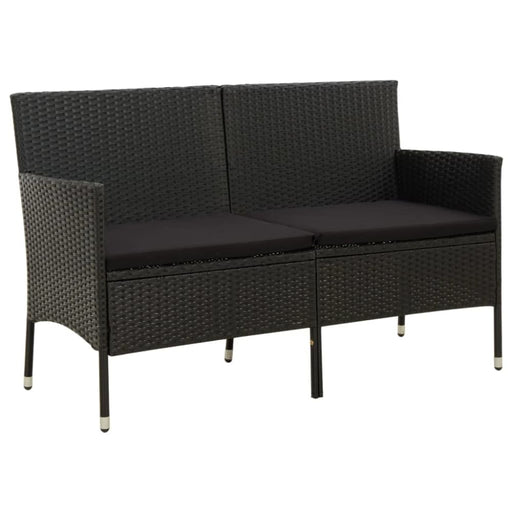 3-seater Garden Sofa with Cushion Black Poly Rattan Tonaka