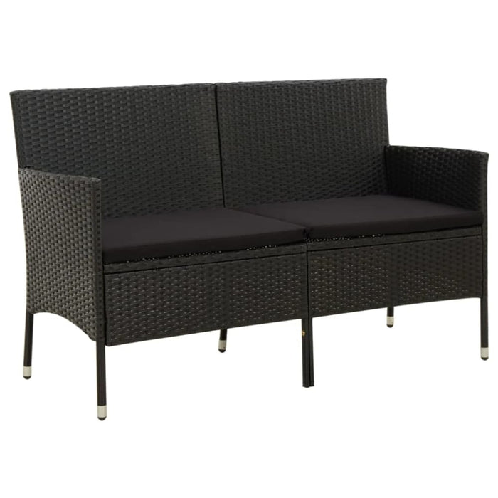 3-seater Garden Sofa with Cushion Black Poly Rattan Tonaka