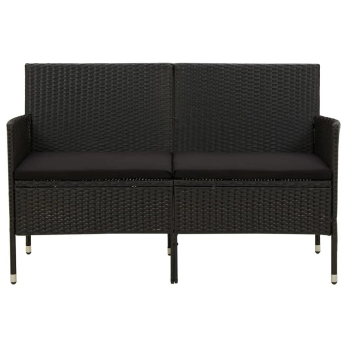 3-seater Garden Sofa with Cushion Black Poly Rattan Tonaka