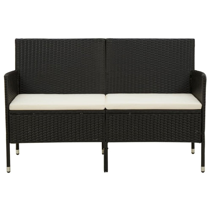 3-seater Garden Sofa with Cushion Black Poly Rattan Tonakx
