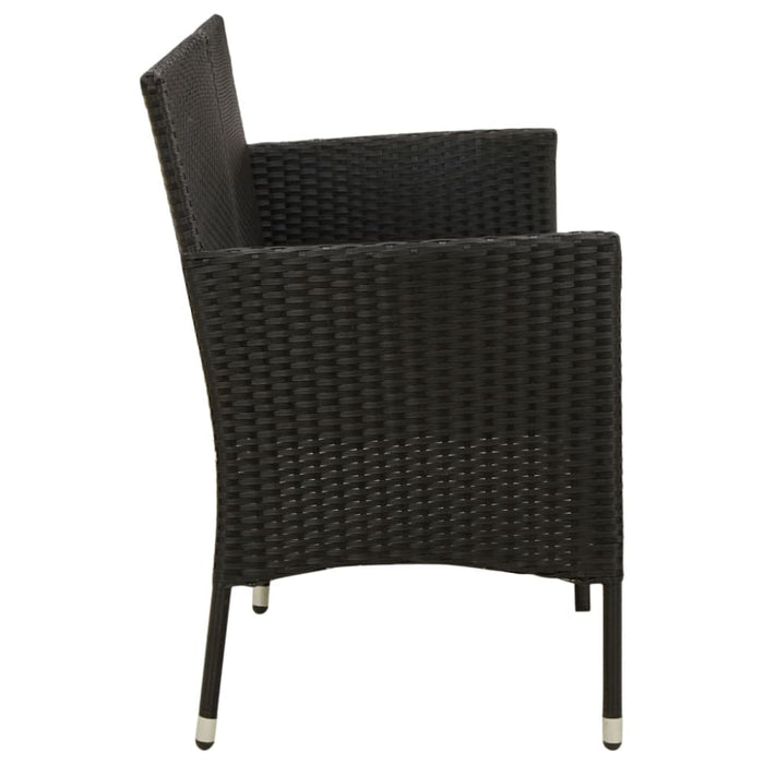 3-seater Garden Sofa with Cushion Black Poly Rattan Tonakx